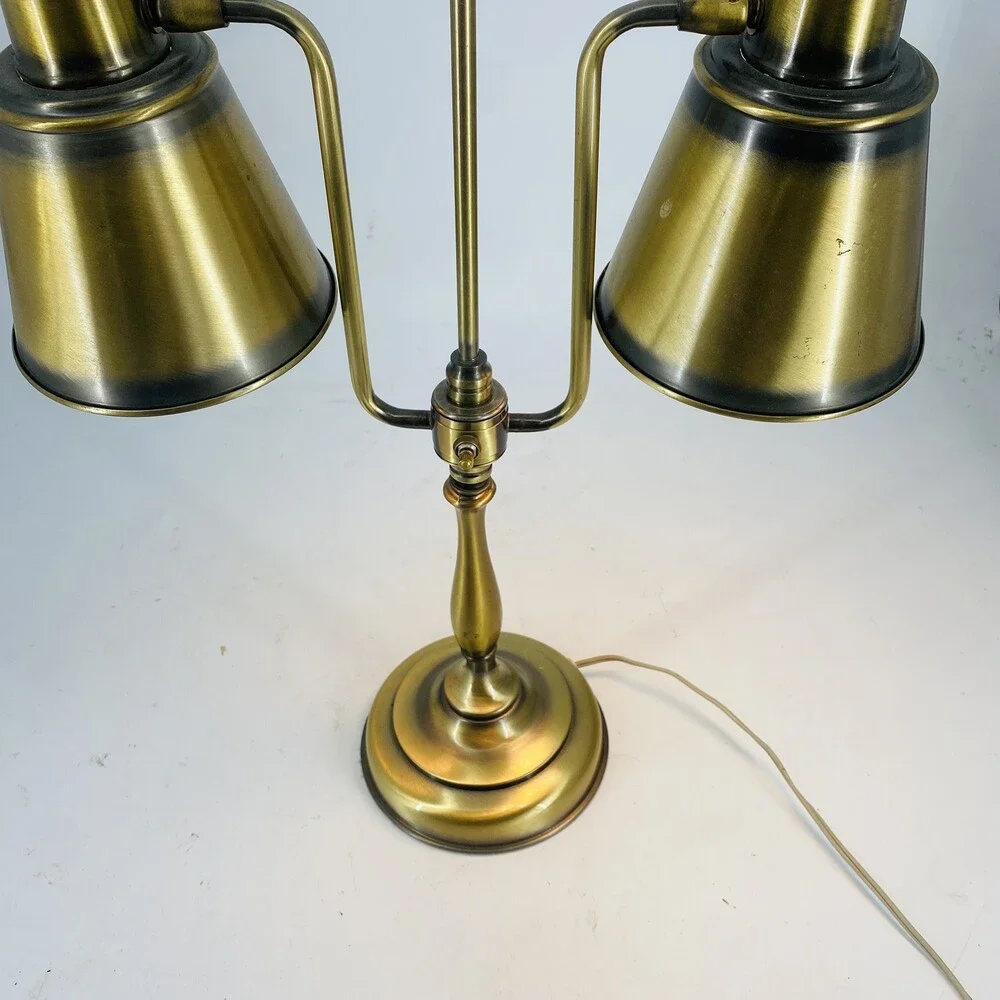 Vintage Three Way Brass Table Lamp Task Lighting Student Desk Lamp Works!